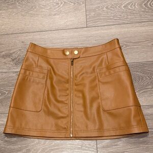 Free People Tan Leather Mini Skirt
